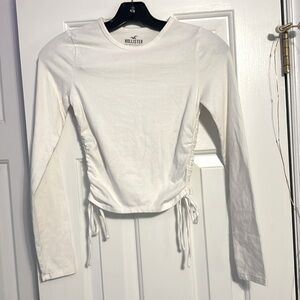 Long sleeve white Hollister tie side baby tee size xs